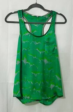 Collective Concepts Green Sleeveless Racerback Top w/Zipper Chain trim
